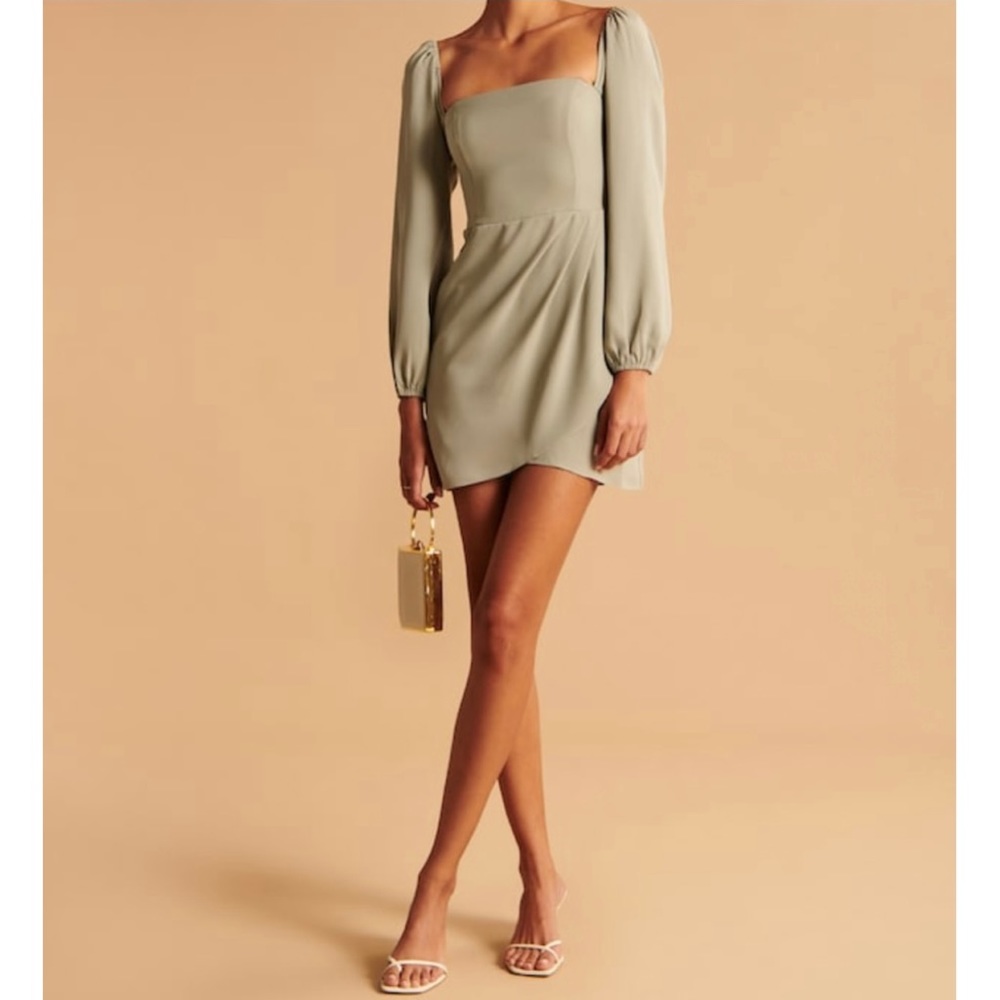 Abercrombie & Fitch Long-Sleeve Draped Skirt Mini Dress